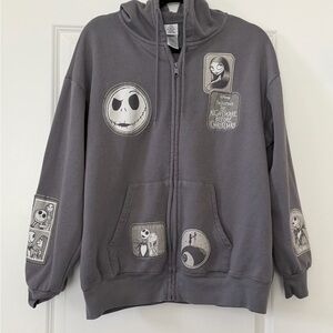 The Nightmare Before Christmas Gray Zip-Up Hoodie for Women